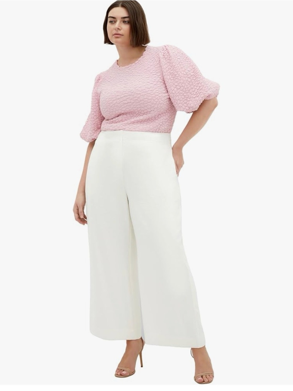 City Chic Chrissie Top - Pink with Balloon Sleeves - Picture 6 of 9